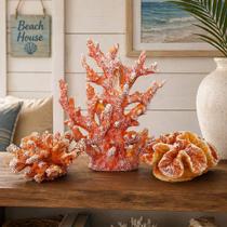 Coral Laranja Enfeite Casa De Praia Náutico Aquário Kit 3pçs Coral Laranja Enfeite Casa De Praia Náutico Aquário Kit 3pçs