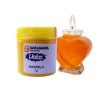 Corante de Vela Amarelo 7g Pó Saramanil Anilina A Óleo Tingimento Parafinas barra lentilha gel ceras pote