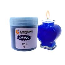 Corante de Vela Azul 7g Pó Saramanil Anilina A Óleo Tingimento Parafinas barra lentilha gel ceras pote