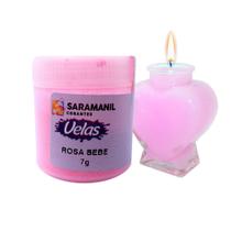 Corante de Vela Rosa Bebê 7g Pó Saramanil Anilina A Óleo Tingimento Parafinas barra lentilha gel ceras pote Corante de Vela Rosa Bebê 7g Pó Saramanil Anilina A Óleo Tingimento Parafinas barra lentilha gel ceras pote