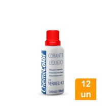 Corante Líquido 50ml com 12 Unidades Vermelho