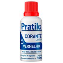 Corante Pratik Líquido Vermelho 50ml - Embalagem com 12 Unidades