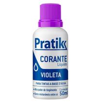 Corante Pratik Líquido Violeta 50ml - Embalagem com 12 Unidades