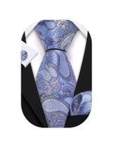 Corbata Barry.Wang Conjunto con Diseño Paisley Seda 150 cm x 8.5 cm Azul