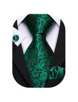 Corbata Barry.Wang de Seda con Diseño Paisley Verde Set 150 cm