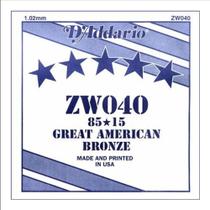 Corda Avulsa Violão Aço .040 D Addario 80/15 Bronze ZW040 Corda Avulsa Violão Aço .040 D Addario 80/15 Bronze ZW040