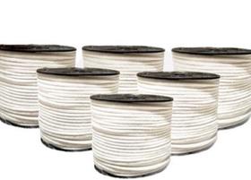 Corda Cordão Colorido cru/preto/branco De Algodão Trançado 6mm 50mt