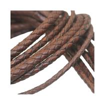 Corda De Couro Genuíno Trançada Artesanal Marrom 1 Metro Fios De Couro De Vaca Redondos Para Fazer
