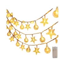 Corda De Luz De Natal Com 10 LEDs/3M E 20 LEDs/1,5M, Em Formato De Estrela E Bolha, Com Caixa De