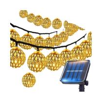 Corda De Luz Solar Colorida Em Forma De Bola Marroquina Com 8 Modos 20/30/50LED Para Decoração De Corda De Luz Solar Colorida Em Forma De Bola Marroquina Com 8 Modos 20/30/50LED Para Decoração De