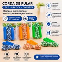 Corda de Pular 2,3m de comprimento Cores Azul escuro, azul Claro, Laranja, Verde Aleatorio ou Cor desejada NÃO É PROFISSIONAL Corda de Pular 2,3m de comprimento Cores Azul escuro, azul Claro, Laranja, Verde Aleatorio ou Cor desejada NÃO É PROFISSIONAL