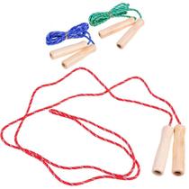 Corda de pular para exercícios com cabo de madeira 2,24m Corda de pular para exercícios com cabo de madeira 2,24m