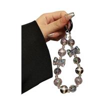 Corda De Pulso Avançada Com Contas Redondas Para Celular, Clipe Para Capa De Telefone, Chaveiro E