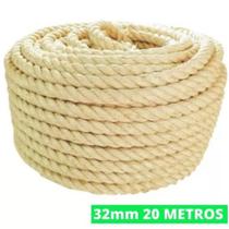 Corda De Sisal 32mm 20 Metros Naval Reforçada Decoração Arte