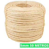 Corda De Sisal 5mm Rolo 50 Metros Rasada Arranhador De Gato Artesanato Decoração
