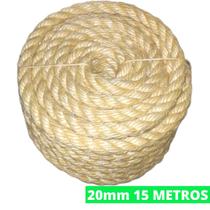 Corda De Sisal Natural 20mm 15 Mts Naval Reforçada Arranhador Gatos Balanço Decoração Artesanato Amarrações