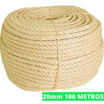 Corda De Sisal Natural 20mm Rolo 100 Metros Naval Reforçada Arranhador Balanço Decoração Artesanato Rústico Amarrações