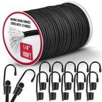 Corda elástica bungee NXPPYY 1/4" x 30 m, reforçada, com 12 ganchos