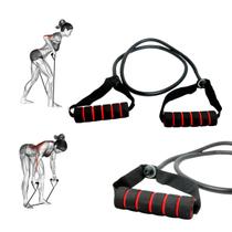 Corda elástica de treino muscular preta 1,20m com puxadores Corda elástica de treino muscular preta 1,20m com puxadores