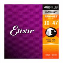 Corda Elixir Nanoweb 010 Extra Light Bronze 80/20 para Violão Aço + 1 paleta