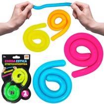 Corda Estica Stretch Divertida / Fidget Toy Minhoca Elastico Colors Com 2 Pecas 30Cm - DM BRASIL
