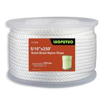 Corda LUOPUTUO, trança sólida de nylon branco de 250 pés, 8 mm de diâmetro Corda LUOPUTUO, trança sólida de nylon branco de 250 pés, 8 mm de diâmetro