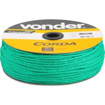 Corda multifilamentada trançada 3mmx625m 2,7kg verde polipropileno carretel - Vonder Corda multifilamentada trançada 3mmx625m 2,7kg verde polipropileno carretel - Vonder