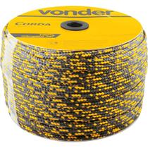 Corda Multifilamento Trançada 10 mm x 190 M Preta e Amarela Vonder
