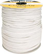 Corda multifilamento trançada 8,0mm 11,0kg 228 metros branca poliéster carretel - Vonder Corda multifilamento trançada 8,0mm 11,0kg 228 metros branca poliéster carretel - Vonder