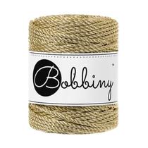 Corda para macramê Bobbiny 3 mm 3 cabos metálica dourada 50 m Corda para macramê Bobbiny 3 mm 3 cabos metálica dourada 50 m