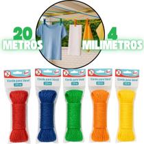 Corda para Varal 20m Super Resistente 4mm Polipropileno Ideal para Teto, Quintal e Apartamento