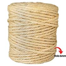 Corda Sisal Natural 6mm 67 Metros Fio, Cordão, Barbante, Linha Rolo Fechado