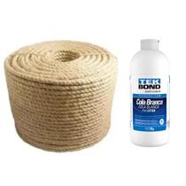 Corda Sisal Natural 6mm Artesanato Uso Geral 100 Metros + Cola Branca