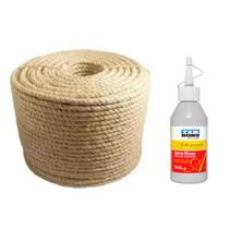 Corda Sisal Natural 6mm Artesanato Uso Geral 50 Metros + Cola Corda Sisal Natural 6mm Artesanato Uso Geral 50 Metros + Cola