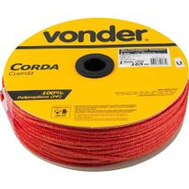 Corda Trançada Vonder 6 Mm Vermelha 165 M Polipropileno Para Amarração De Cargas E Fardos