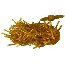 Cordão 100 Led Fixo Ouro 10M com Strobo 220V