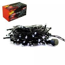 Cordão 100 LEDs Branco 220V Fixo Fio Verde 10m Natal V8 Cordão 100 LEDs Branco 220V Fixo Fio Verde 10m Natal V8