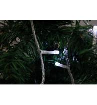 Cordão 100 leds branco fixo fio transparente tom. m/mf 127v