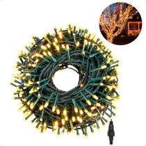 Cordão 100 Leds Luz Fixo 10M Prova D'Água Extensível -Quente