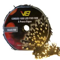 Cordão 1000 Leds Fixo Prova D'água 90m Branco Quente Bivolt