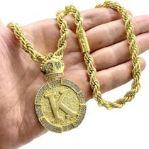 Cordão 10Mm Baiano + Pingente Letra - Banhado A Ouro 18K