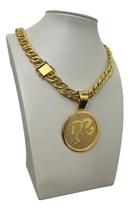 Cordão 10Mm Romano Feminino + Pingente Barbie Banhado 18K