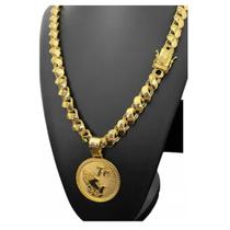 Cordão 12Mm Friso S Fecho Fé + Pingente Mão Rezando