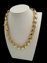 Cordão 12mm friso s feminino - banhado a ouro 18k