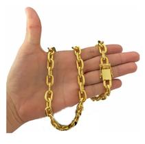 Cordão 14mm Cadeado Banhado A Ouro joias maciças Cordão 14mm Cadeado Banhado A Ouro joias maciças