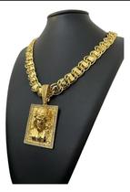 Cordão 15Mm Dubai + Pingente Jesus Gg - Banhado A Ouro 18K