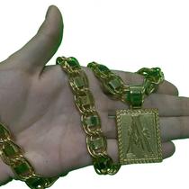 Cordão 15Mm Dubai + Pingente Jesus Rosto Banhado A Ouro 18K