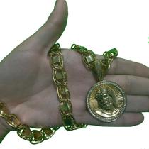 Cordão 15mm Dubai + Pingente Jesus Rosto Banhado A Ouro 18k