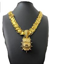Cordão 15mm Dubai + Pingente PitBull - Banhado A Ouro 18k