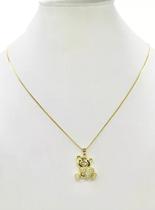 Cordão 1mm Feminino Urso Abraçando Coração - Banhado a Ouro Cordão 1mm Feminino Urso Abraçando Coração - Banhado a Ouro